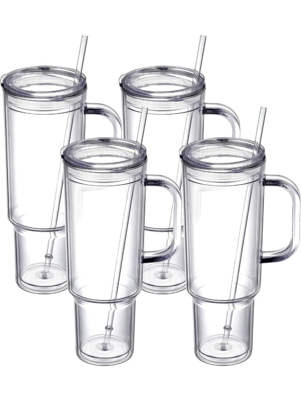 40 oz Clear Double Wall Tumbler with Handle & Straw - Reusable Travel Mug (4
